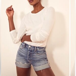 Reformation Eddie Long Sleeve Tee White - Size S